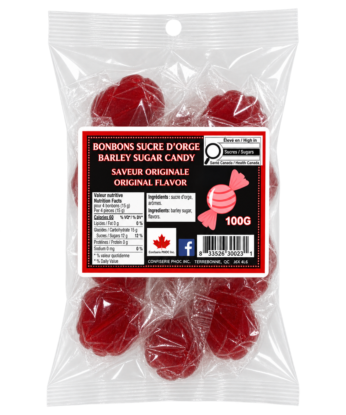 BONBONS SUCRE D'ORGE 100 GR SAVEUR ORIGINALE (DISPO 21 SEPT)
