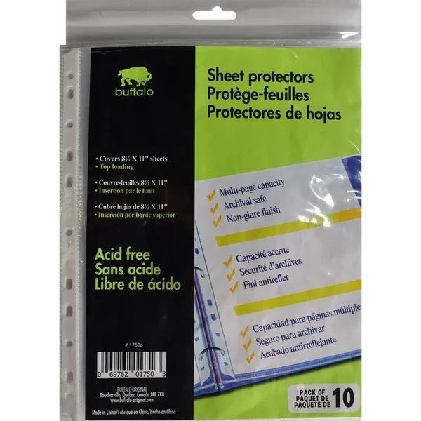 PROTÈGE FEUILLE TRANSPARENT PQT 10 BUFFALO (I4-4)