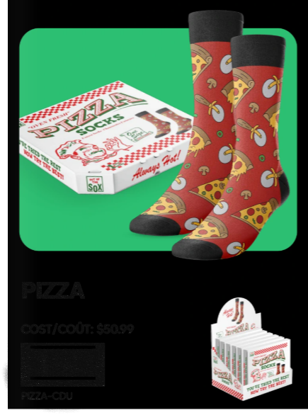 (ML)PRESENTOIR CHAUSSETTES PIZZA