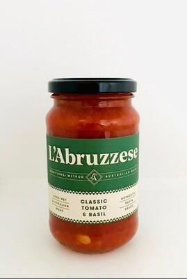 L&#39;Abruzzese Artisan Tomato Sauce - Classic Tomato and Basil 400g