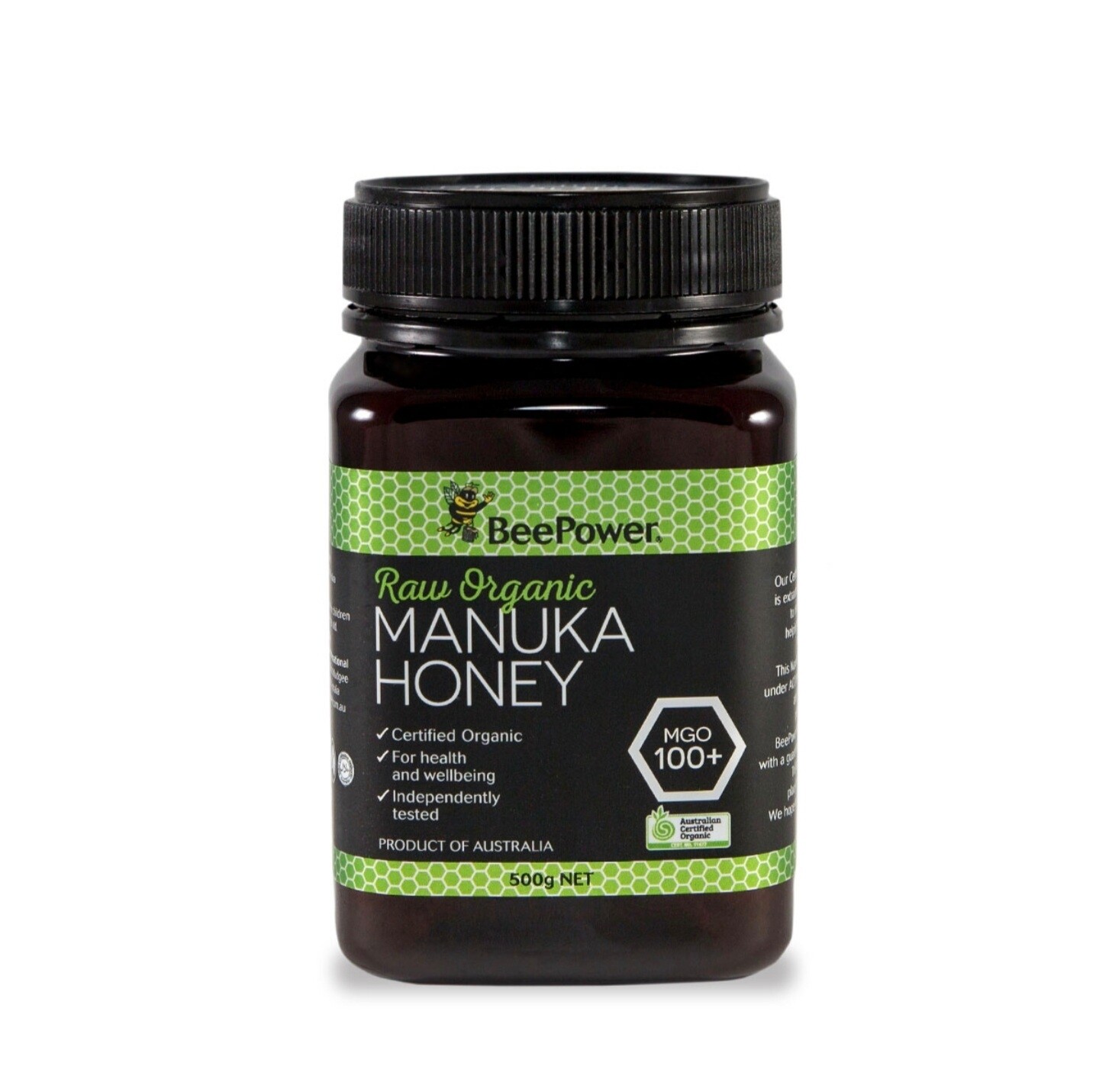 Bee Power Raw Organic Manuka Honey MGO 100+ 500g