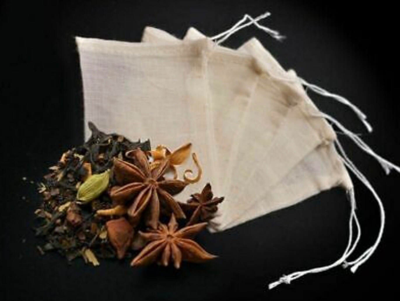 5 x Large Cotton Reusable Empty Tea Bags - Healthy washable herbal infuser