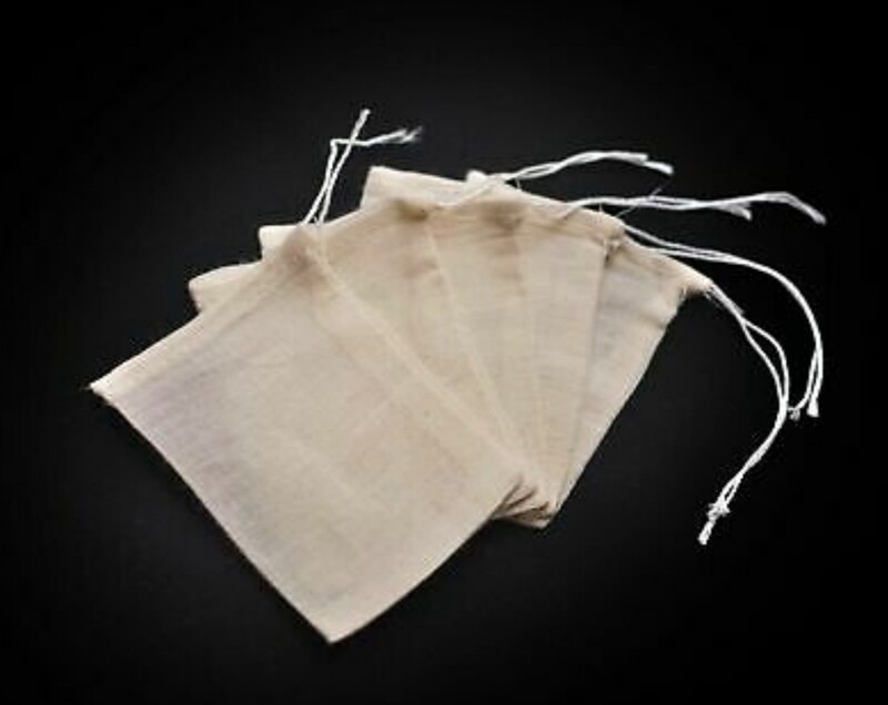 5 x Large Cotton Reusable Empty Tea Bags - Healthy washable herbal infuser
