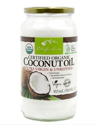 Chef's Choice Organic Extra Virgin Unrefined Coconut Oil 915ml