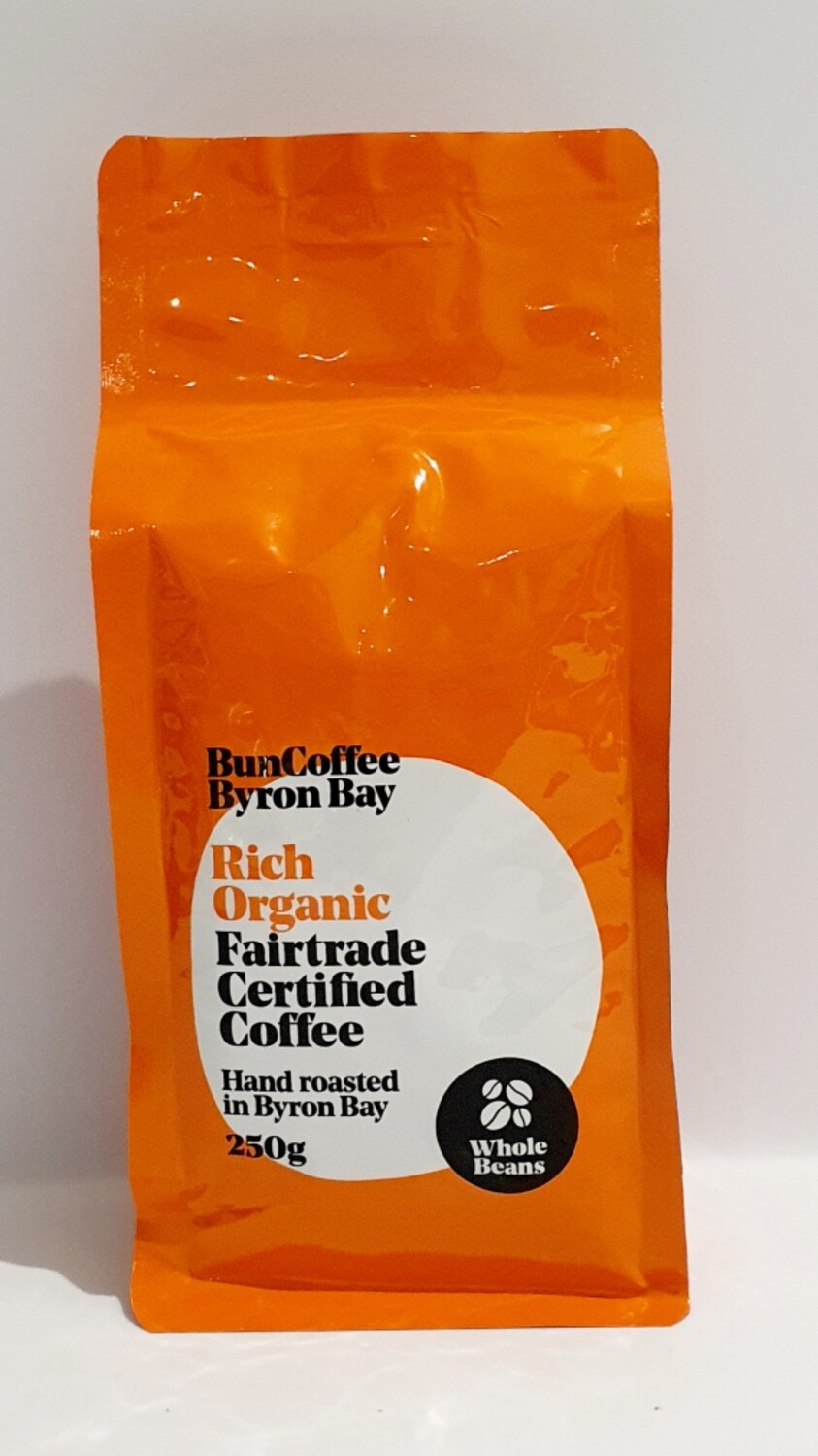 BunCoffee Byron Bay Organic Rich Coffee Whole Beans 250g