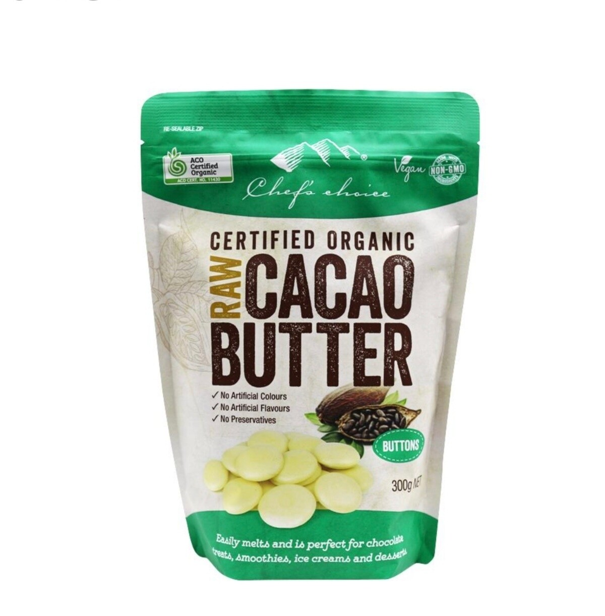 Chef&#39;s Choice Organic Raw Cacao Butter 300g