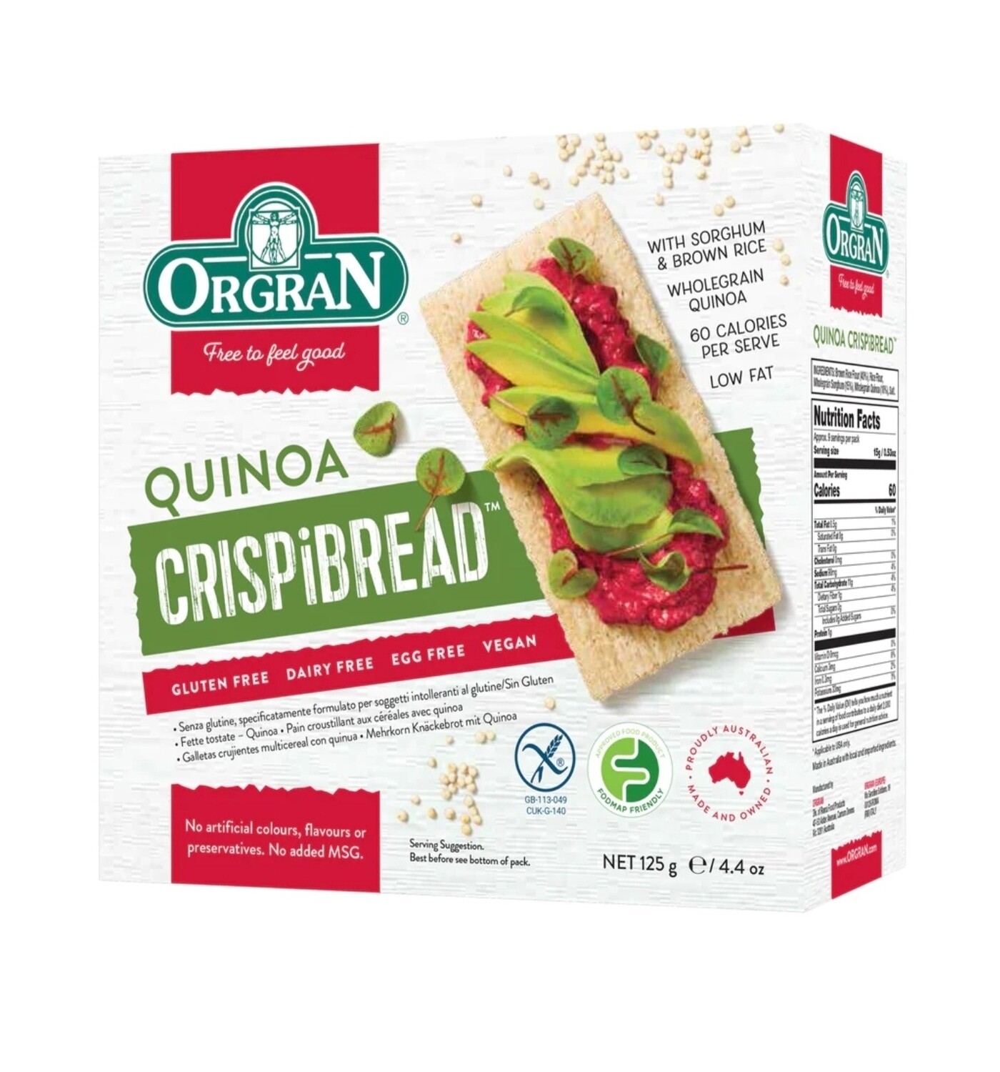 Orgran Gluten Free Crispibread Quinoa 125g