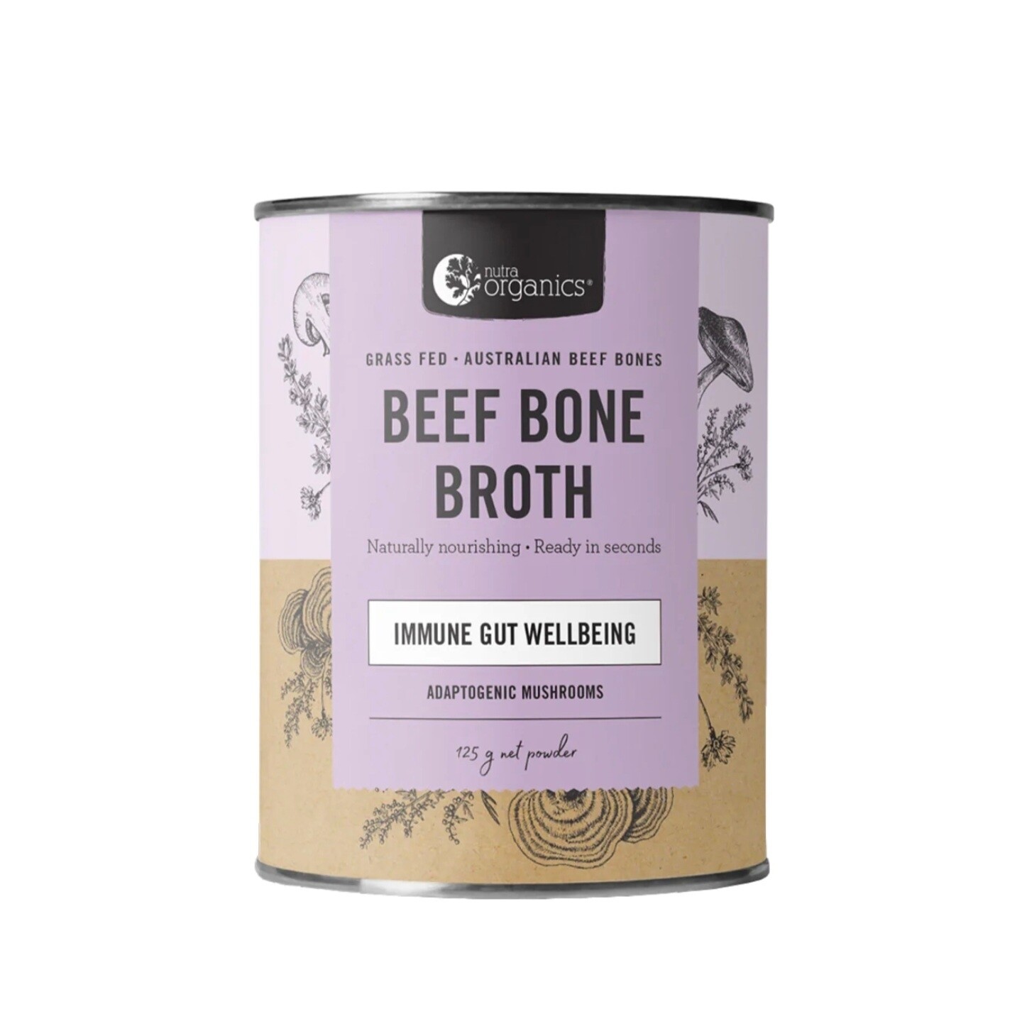 Nutra Organics Beef Bone Broth Adaptogenic Mushrooms 125g