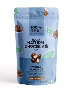 Noosa Natural Chocolate Co. Whole Almonds in Premium Milk Chocolate 100g