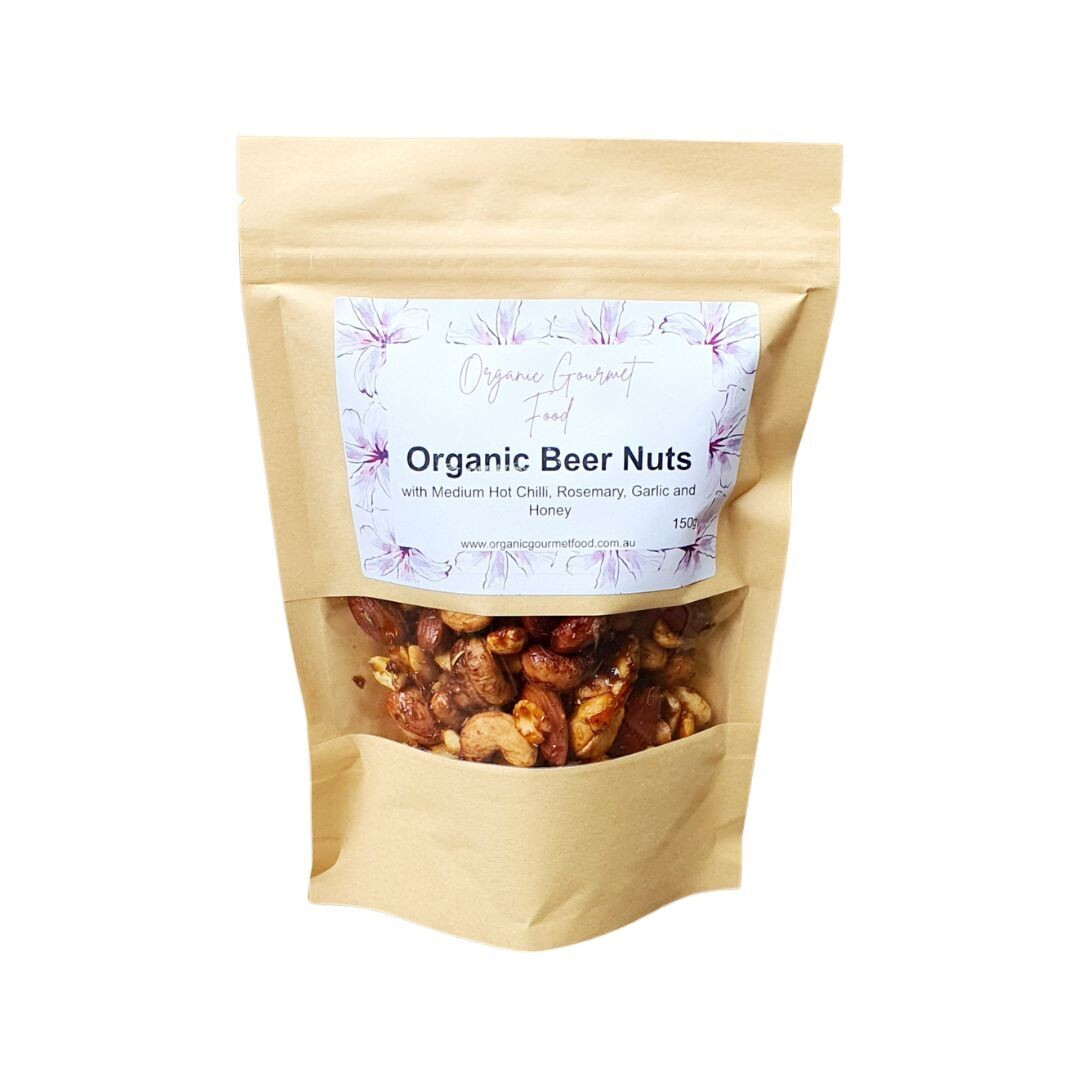 Organic Beer Nuts with Medium Hot Chilli, Rosemary and Honey 150g
