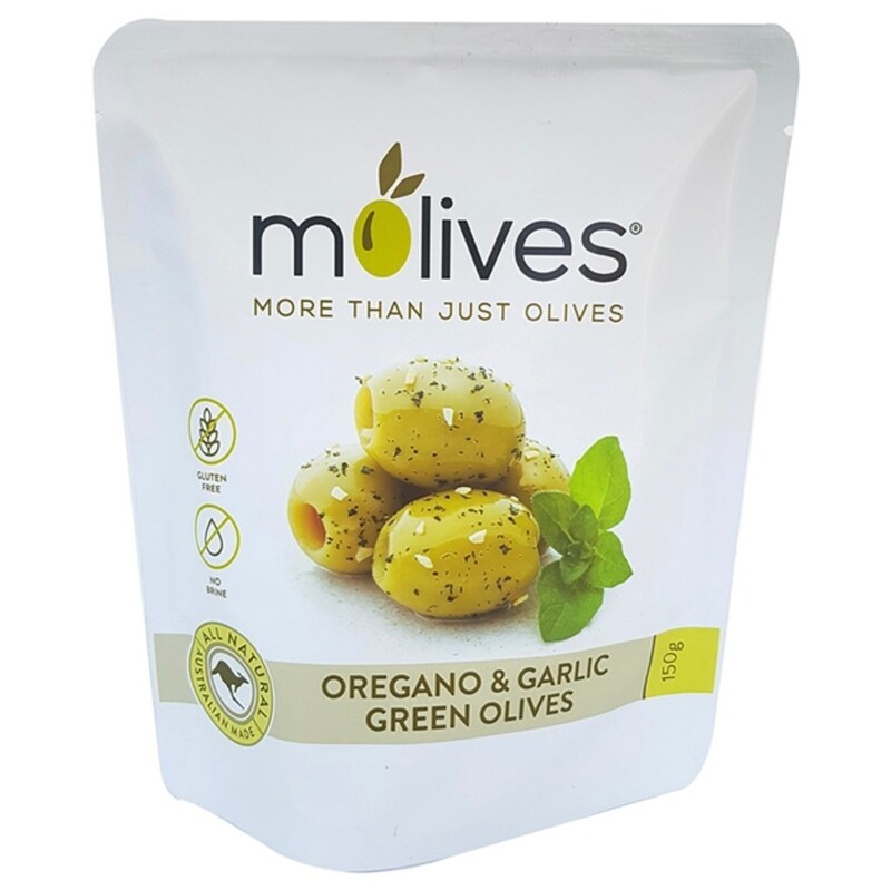 Molives Oregano &amp; Garlic Green Olives 150g