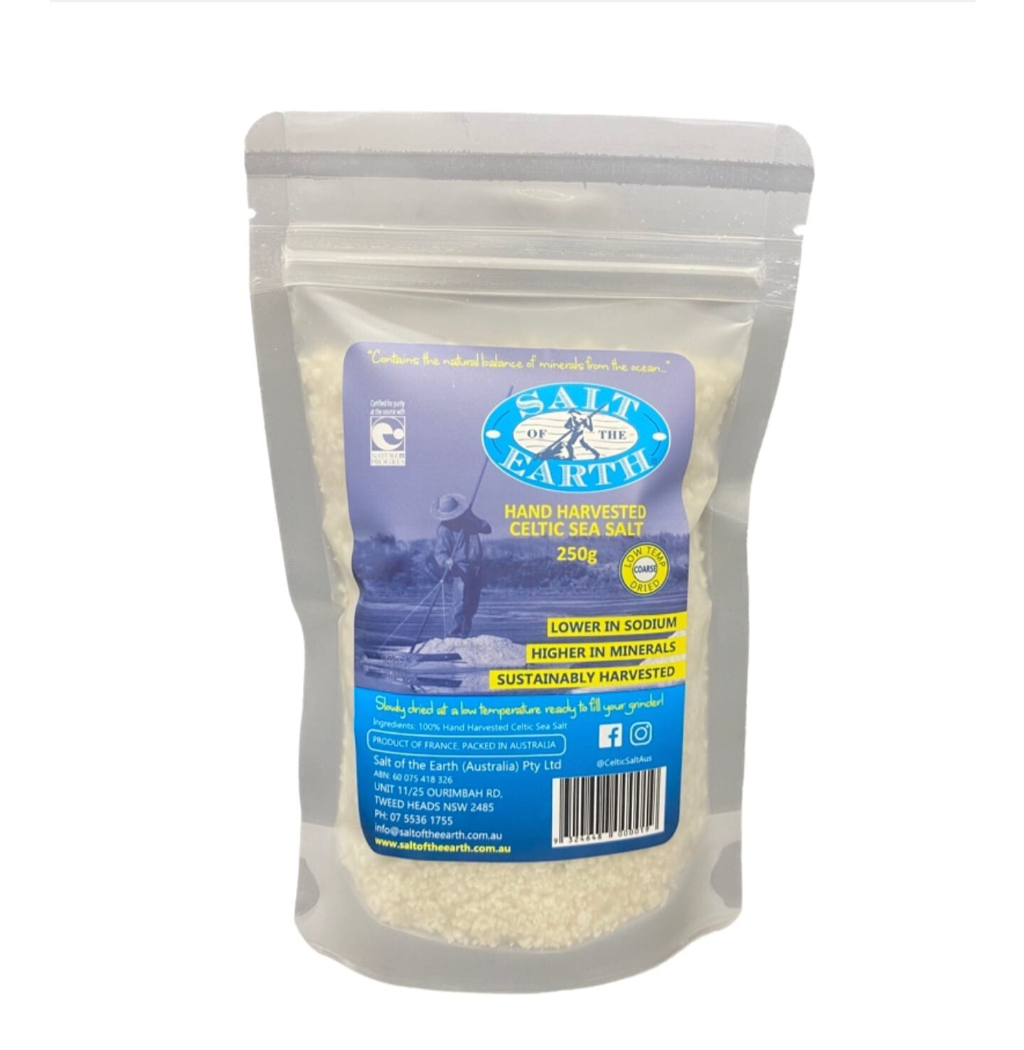 Salt of the Earth Hand Harvested Celtic Sea Salt Pre-Dried Coarse 250g