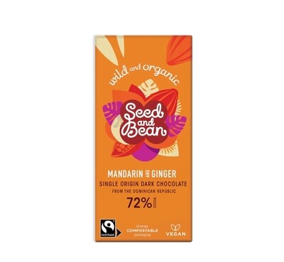 Seed and Bean Organic Mandarin and Ginger 72% Dark Chocolate 75g