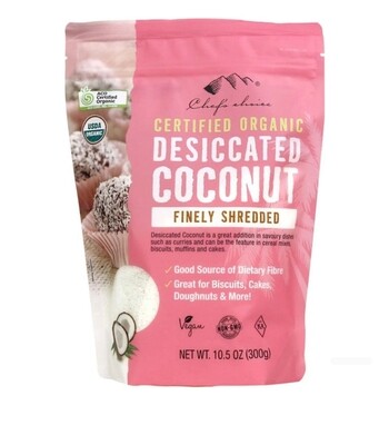 Chef&#39;s Choice Organic Desiccated Coconut Finely Shredded 300g