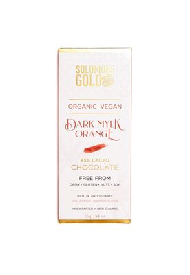 Solomon&#39;s Gold Organic Vegan Dark Mylk Orange Chocolate 55g