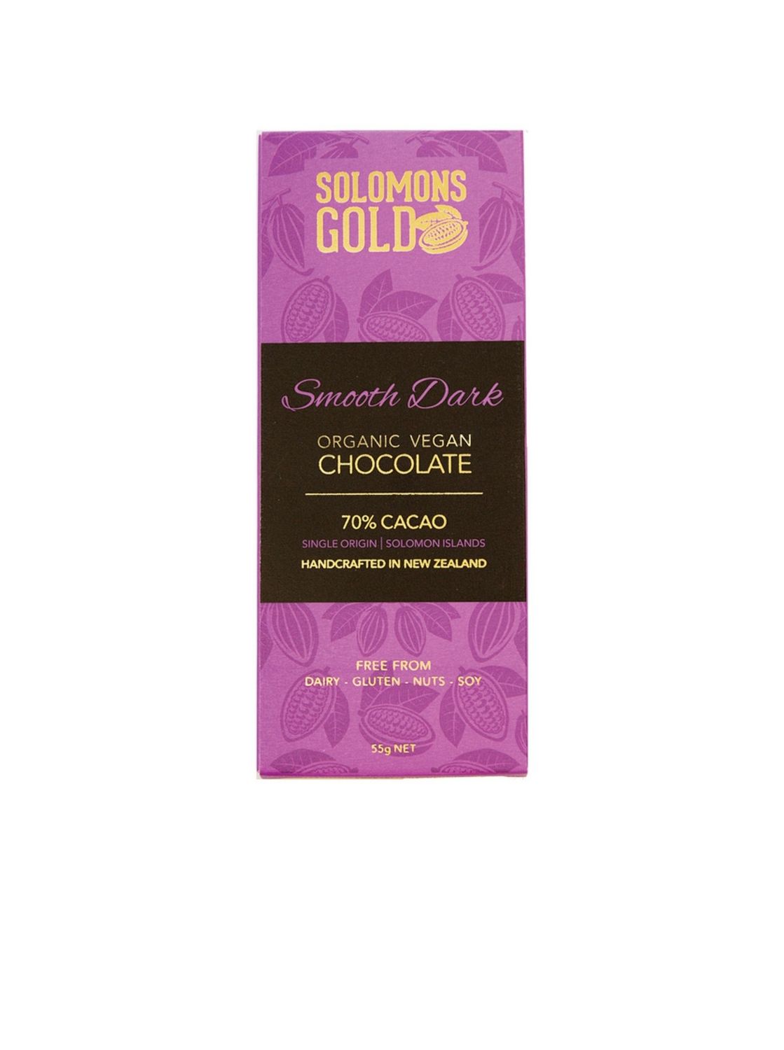 Solomons Gold Organic Vegan Smooth Dark Chocolate (70% Cacao) 55g