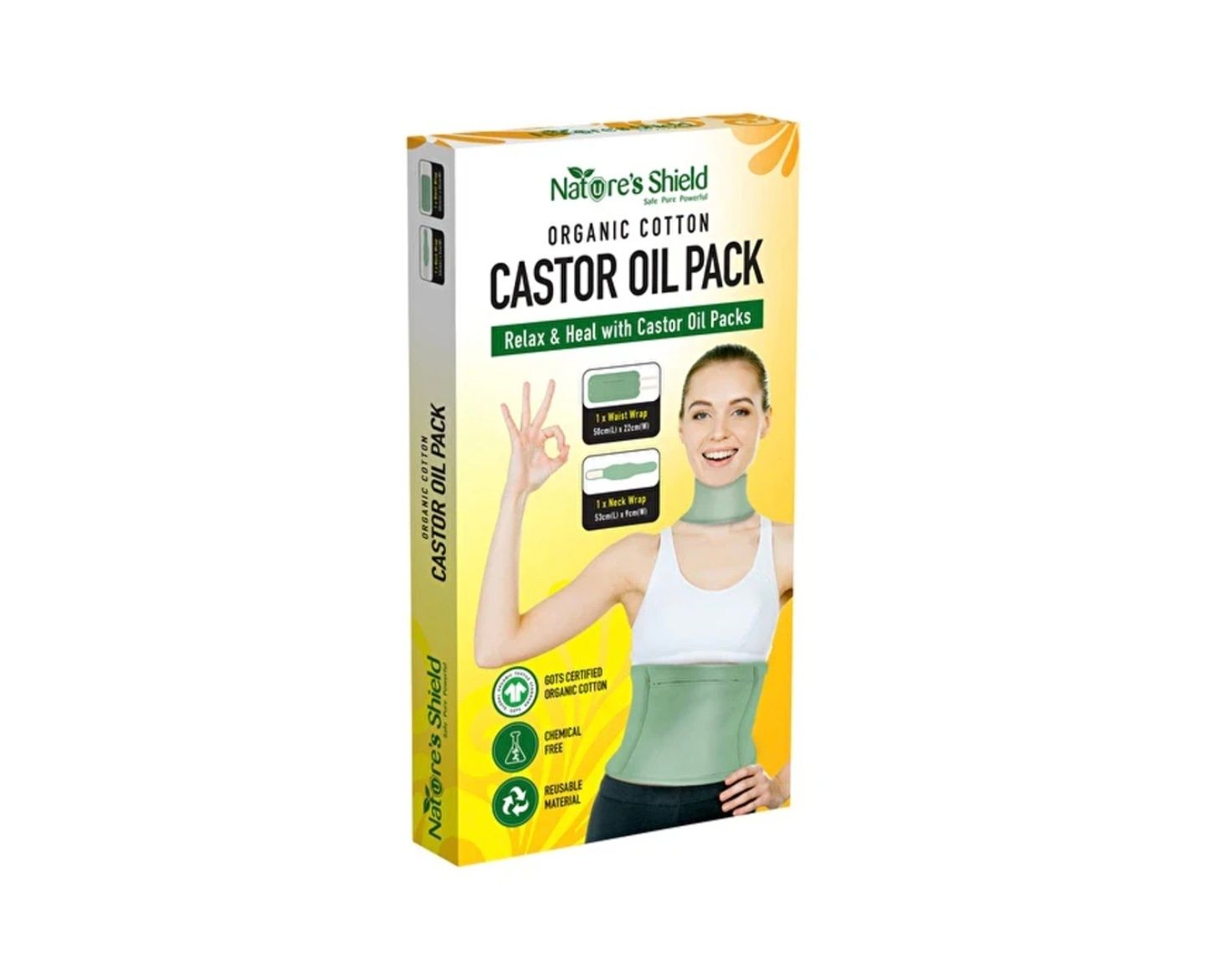 Nature&#39;s Shield Organic Cotton Castor Oil Pack Waist Wrap