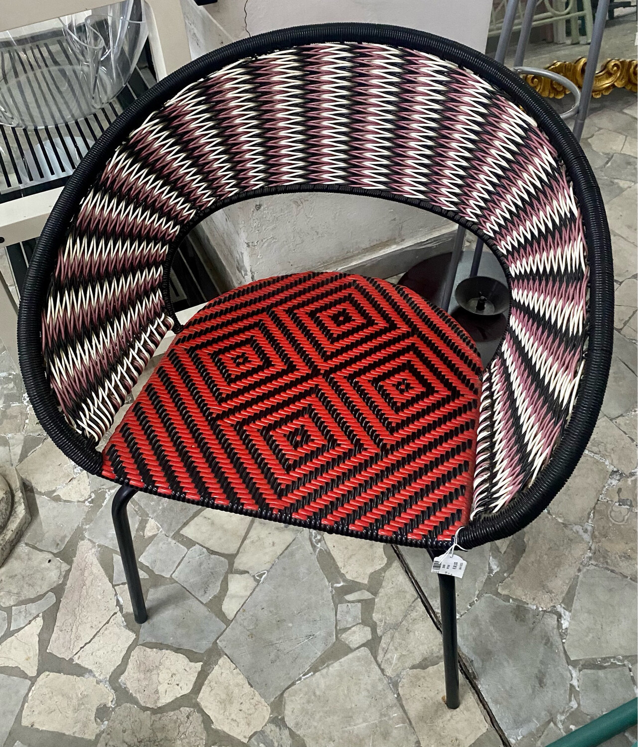 Poltroncina anni ‘60 metallo e tubino in gomma