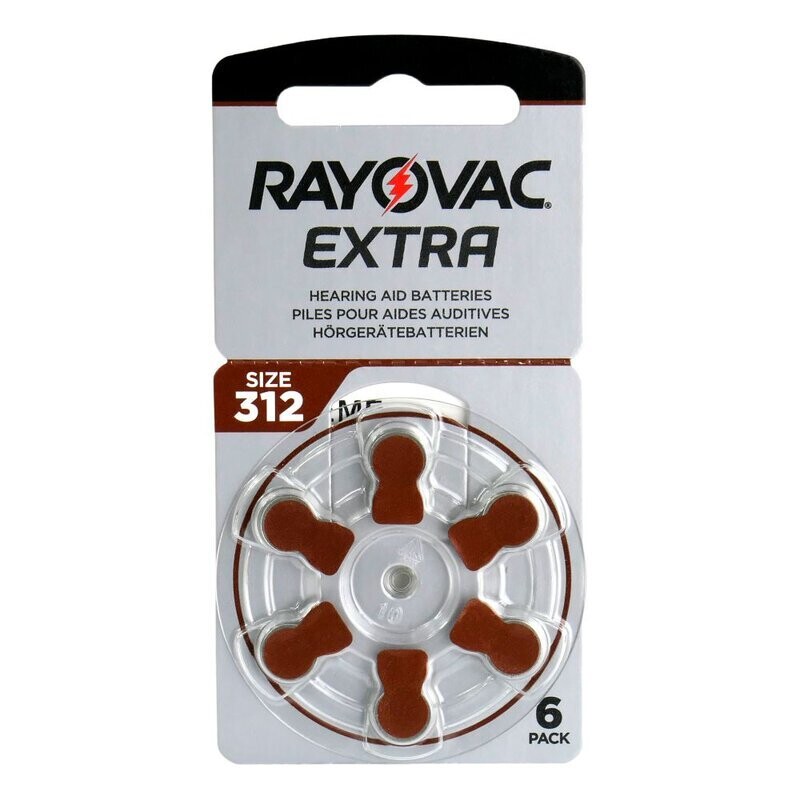 Rayovac Size 312 Hearing Aid Batteries (Box of 10 cards) (6 pack)
