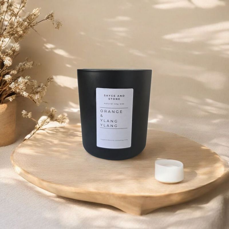Matte Black Candle - Orange &amp; Ylang Ylang