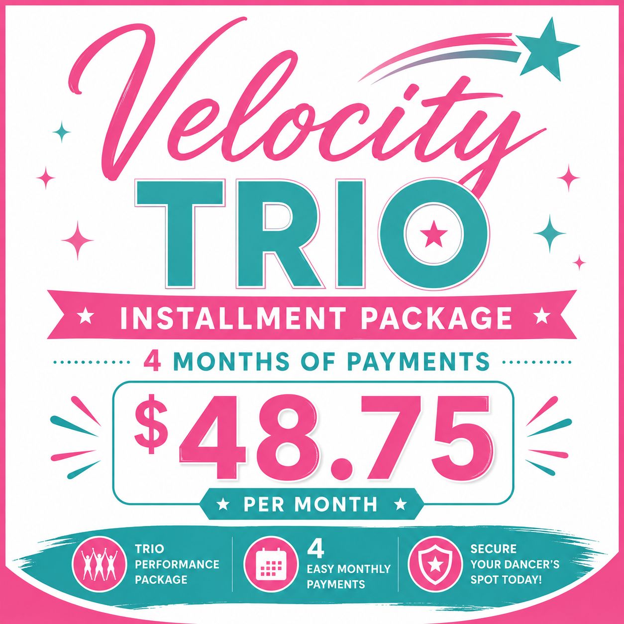 Velocity Trio Package Installment plan