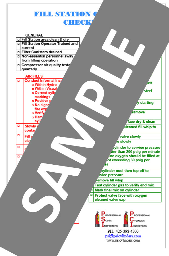 Fill Station Operations Checklist