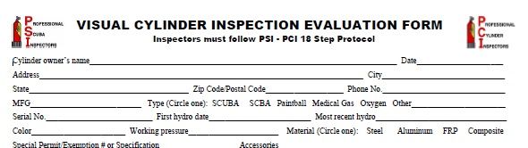Downloadable Visual Cylinder Evaluation Form