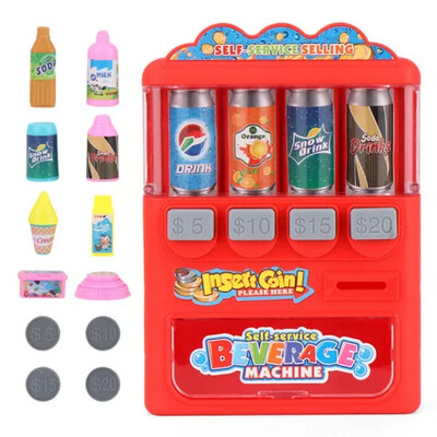 Kids education simulation drink coin slot vending machine food pretend play toy