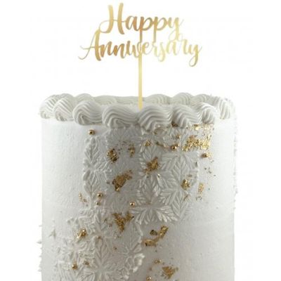 Golden Happy Anniversary Topper