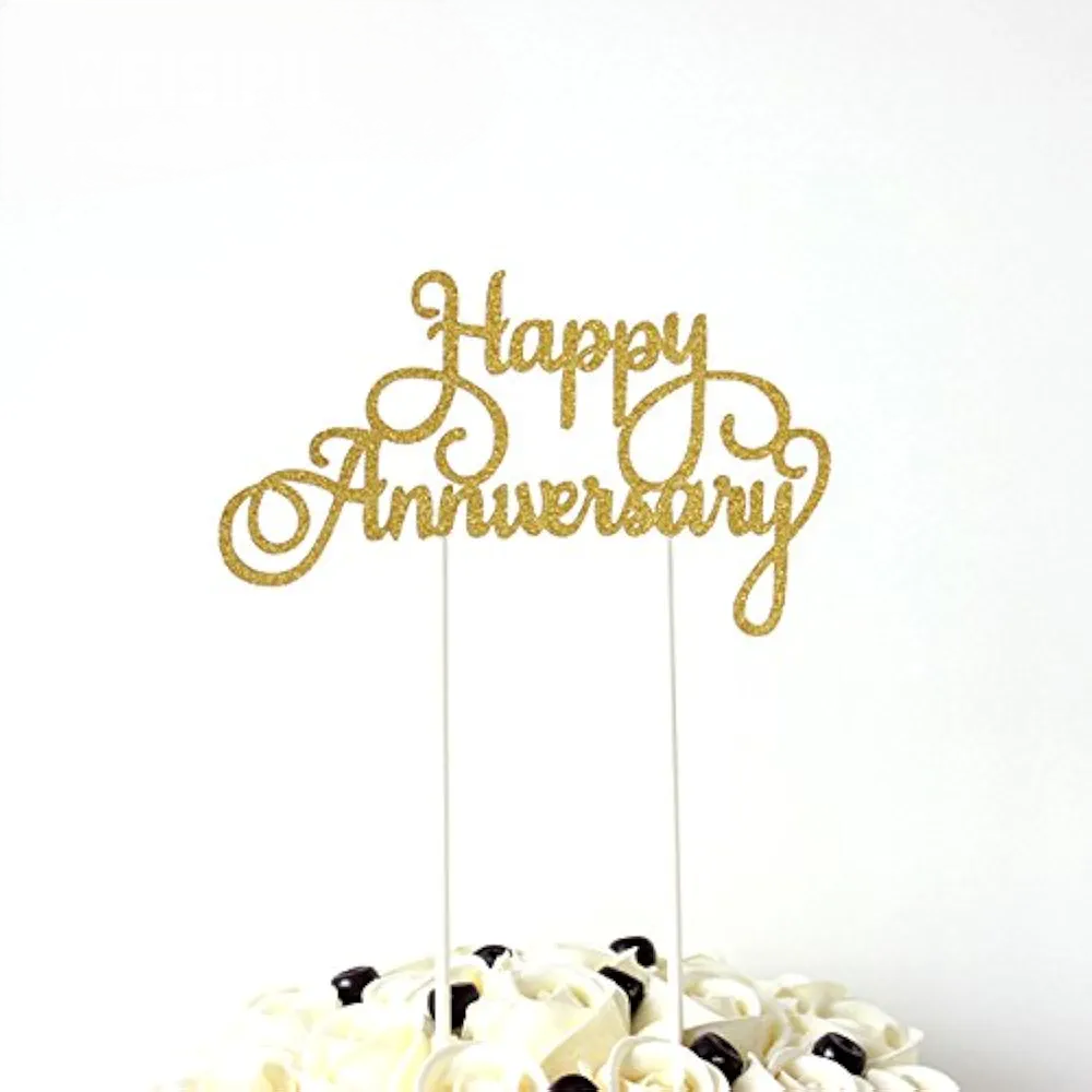 Gold Happy Anniversary Topper