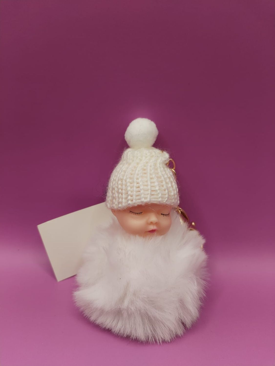 White Baby Keyring
