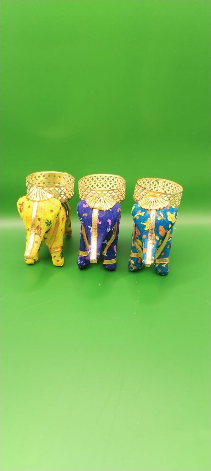 Navy Elephant Candle Holder