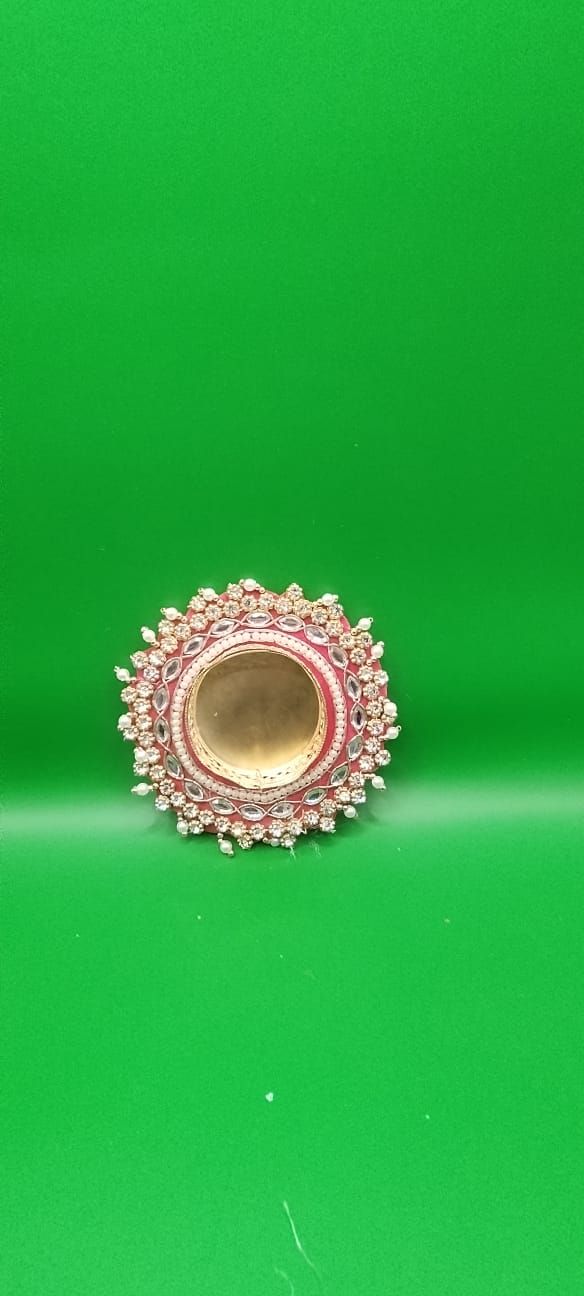 Pink pearl &amp; diamond candle holder