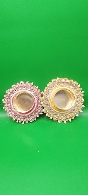 Pink pearl &amp; diamond candle holder