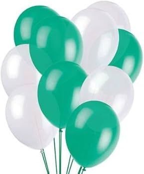 Green &amp; White Balloons with Weights