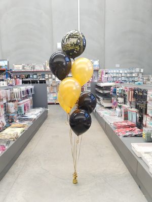 Black &amp; Gold Birthday Balloons with Weights