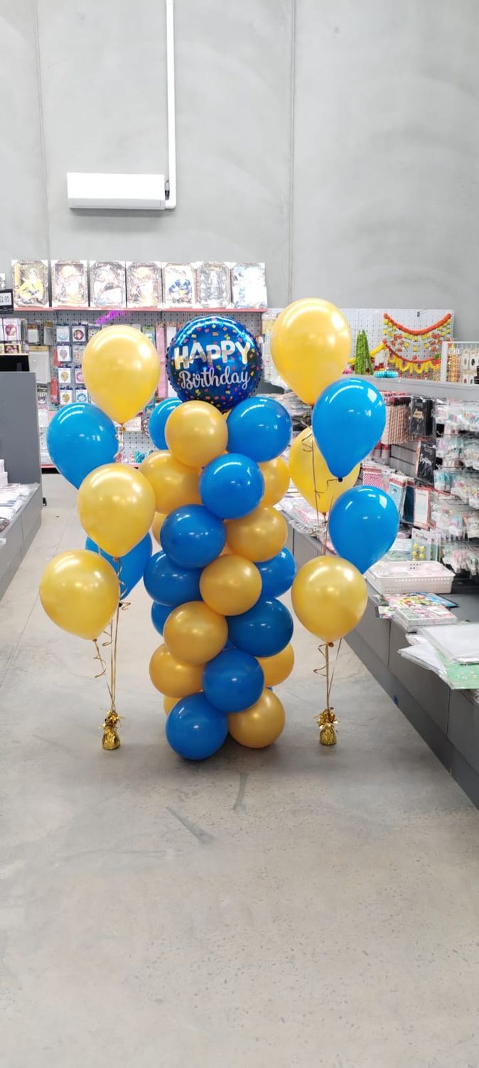 Happy Birthday Blue &amp; Golden Latex Balloons