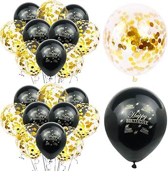 Black &amp; Gold confetti balloons With Weight