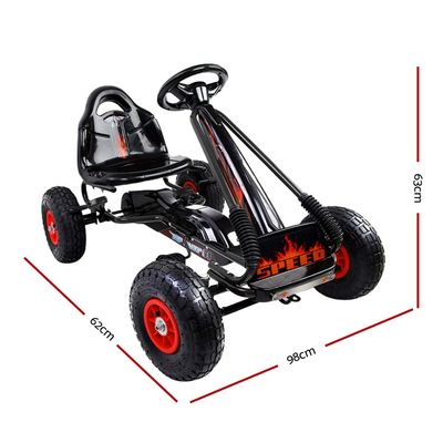 Kids Pedal Go Kart Ride On Racing Car Rubber Tyre Black