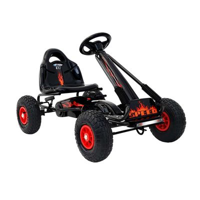 Kids Pedal Go Kart Ride On Racing Car Rubber Tyre Black