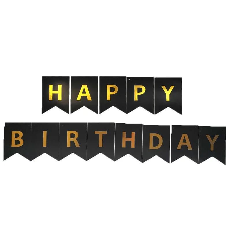 Happy Birthday Banner (black &amp; gold)
