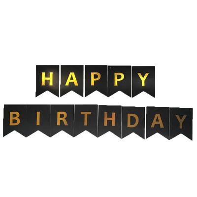 Happy Birthday Banner (black &amp; gold)
