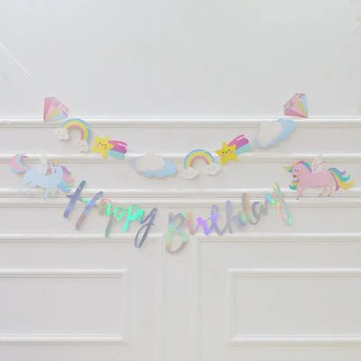 Unicorn Theme Happy Birthday Banner