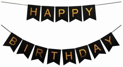 Happy Birthday Banner (black &amp; gold)
