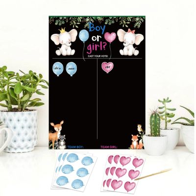 Gender Reveal Voting Game with stickers (black board)