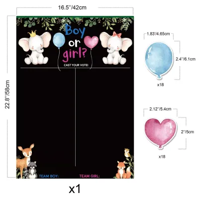 Gender Reveal Voting Game with stickers (black board)