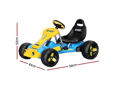 Pedal Powered Go-Kart for Children (Blue) Ride &amp; Steer/ 4-Wheel Vehicle