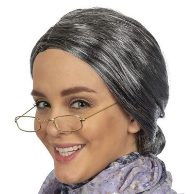 Grey Old Woman Party Wig