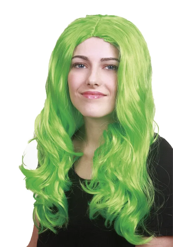 Green Long Curly Wavy Party Wig