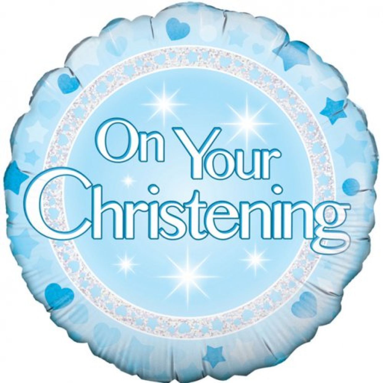 Holographic Blue &quot;On Your Christening&quot; Foil Balloon